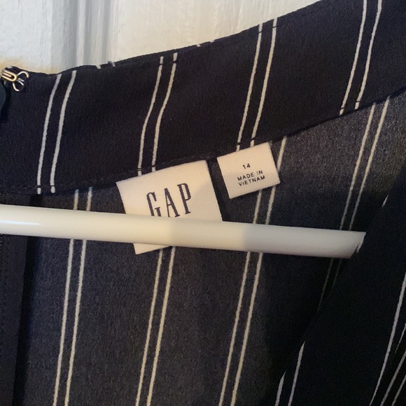 Navy Blue Pin Striped Wide Legged Jumpsuit with Belt - Picture 6 of 10